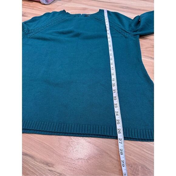 Talbots NWOT Sweater Green Cotton Blend Pullover 3/4 Sleeve Back Zip Womens L - Picture 6 of 6